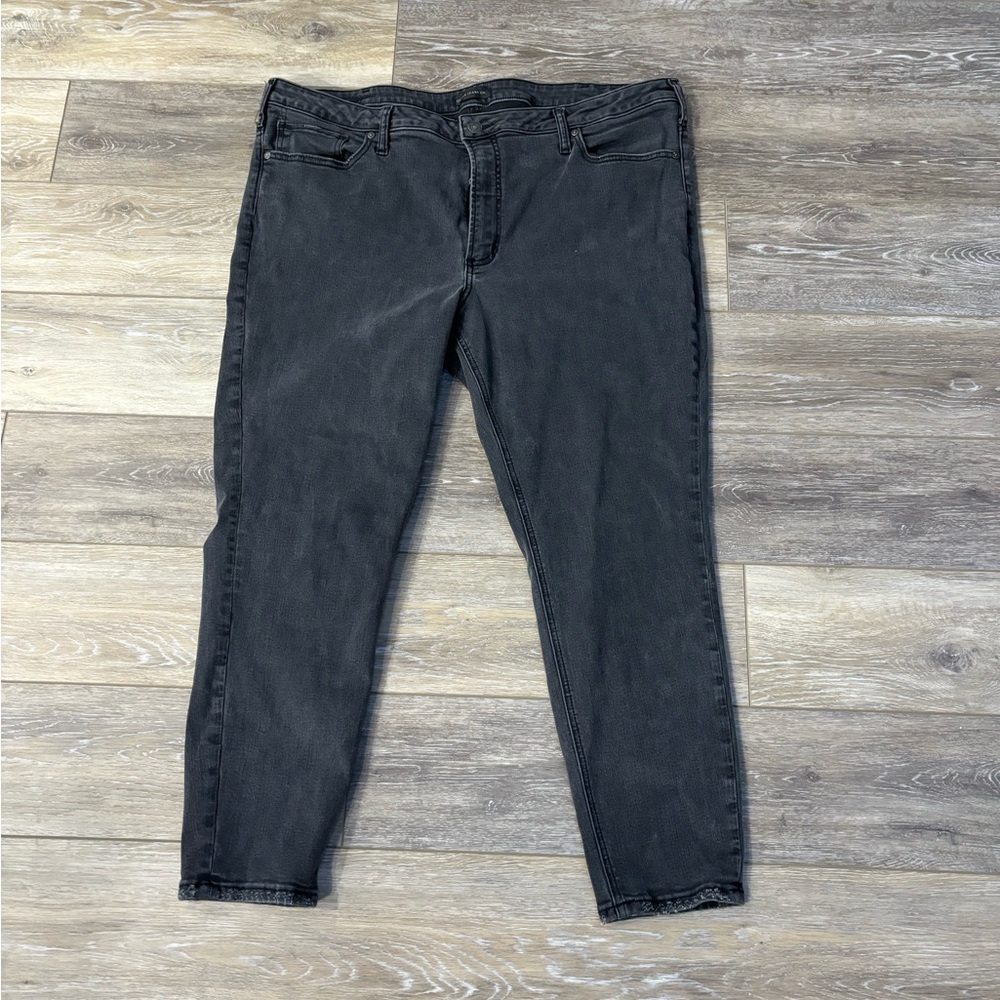Silver Jeans Sz 22 Black High Note Skinny Stretch Zip Pockets Grunge Rock Denim